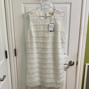 Sail to Sable White Eyelet Fringe Shift Dress Womens Size XL NWT Resort Vacation